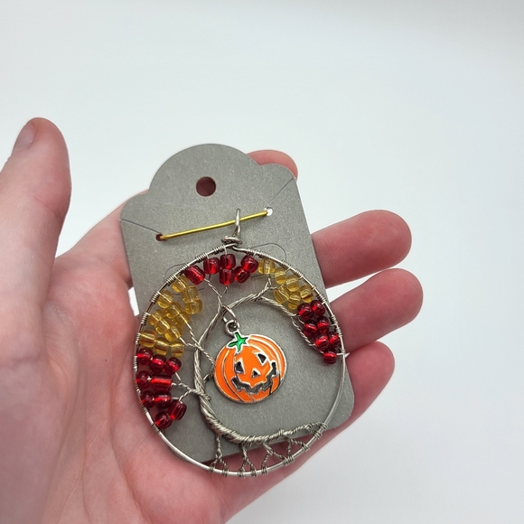 Halloween pumpkin tree of life pendant handmade by me - Picture 2 of 4